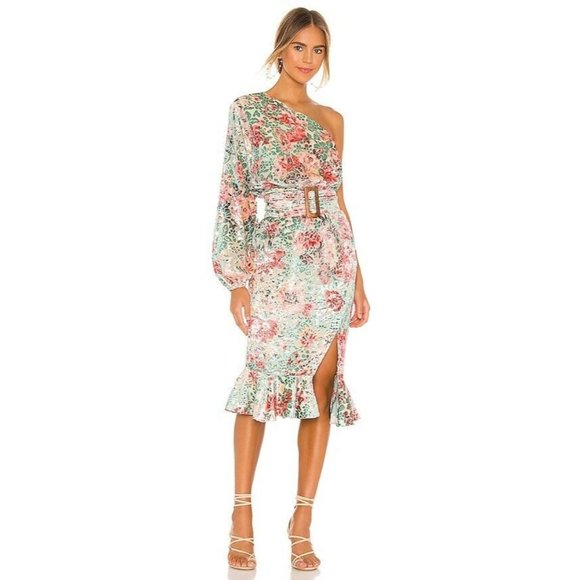 HEMANT AND NANDITA Olivia Midi Dress Sage Green S